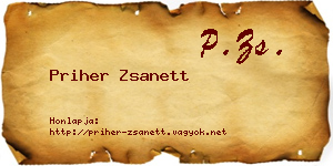 Priher Zsanett névjegykártya